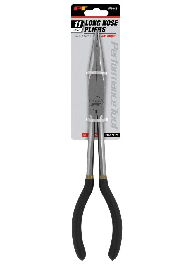 W1045 11-Inch Long Reach 45-Degree Bent Long Nose Pliers Black