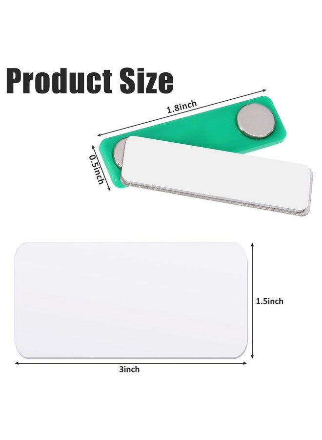 Chinco Chinco 30 Packs Name Tag Blank Name Tags Magnetic Name Tag with Magnetic Backing Locker White Round Corners, 1.5 x 3 Inches Name Badges for Nurse Personalized Jacket Shirts Office School (Green) - Image 2