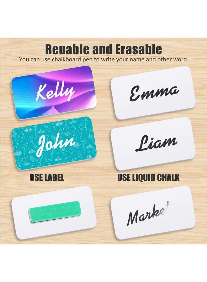 Chinco Chinco 30 Packs Name Tag Blank Name Tags Magnetic Name Tag with Magnetic Backing Locker White Round Corners, 1.5 x 3 Inches Name Badges for Nurse Personalized Jacket Shirts Office School (Green) - Image 5