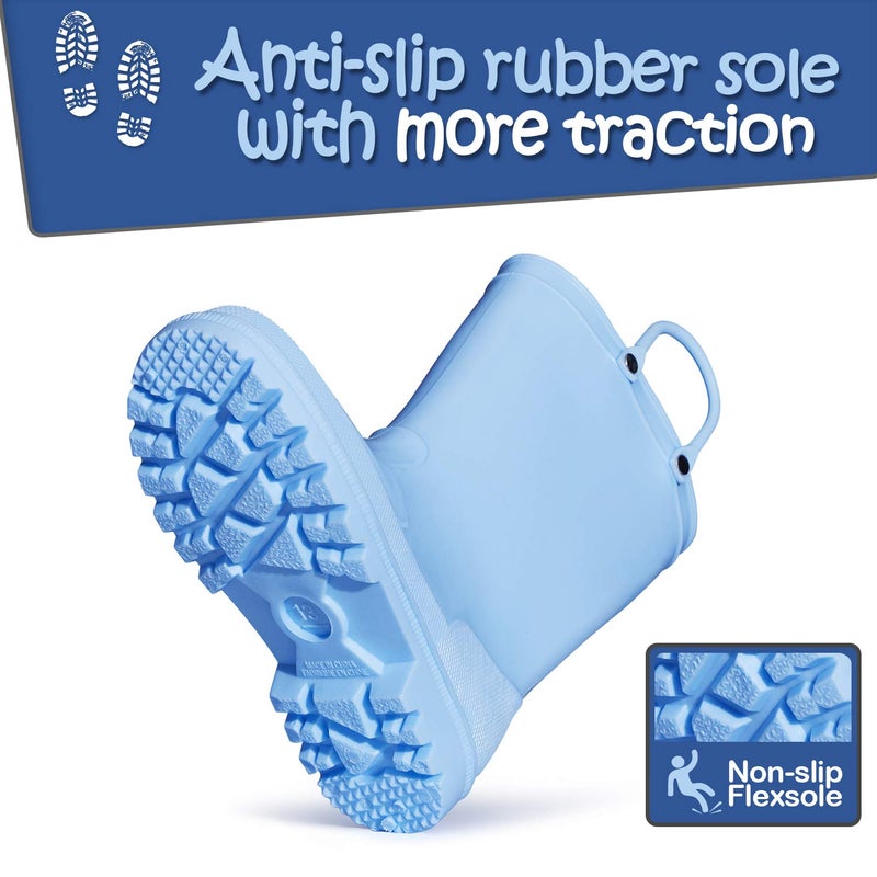K KomForme Kids Girls & Boys Rain Boots with Easy-on Handles Waterproof Outdoors - Image 4
