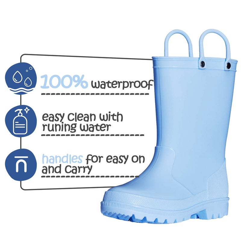K KomForme Kids Girls & Boys Rain Boots with Easy-on Handles Waterproof Outdoors - Image 3