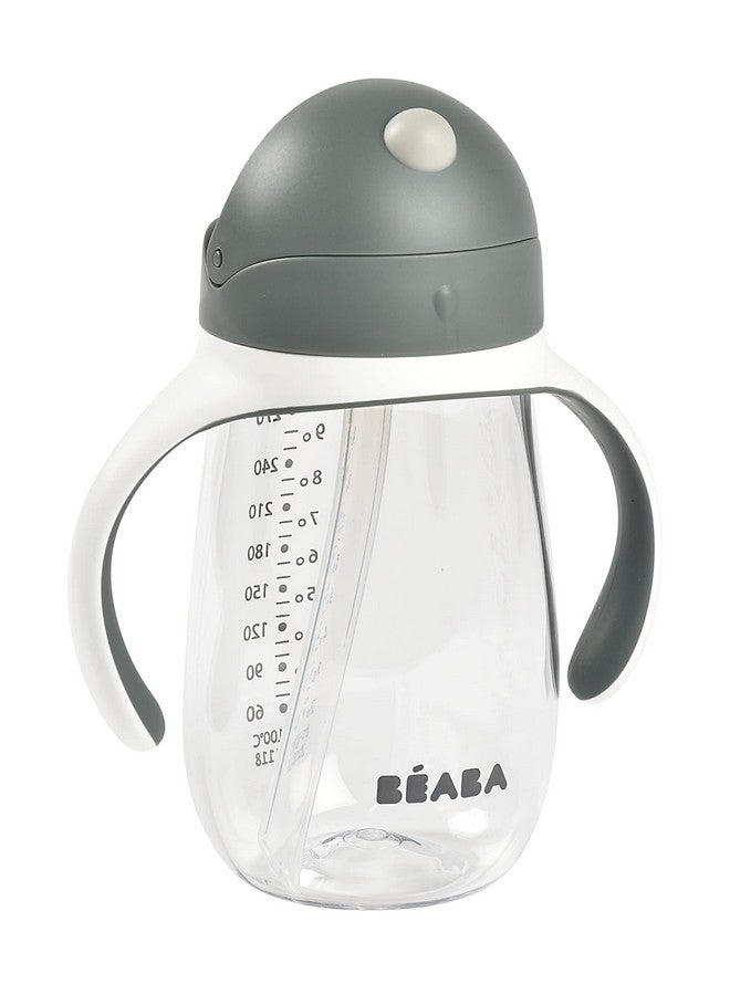 BEABA Straw Sippy Cup, Sippy Cup With Removable Handles, Sippy Cup With Straw, Baby Straw Cup, Toddler Cup, Toddler Straw Cups, 8+ Months, 10 Oz, Charcoal - Image 1