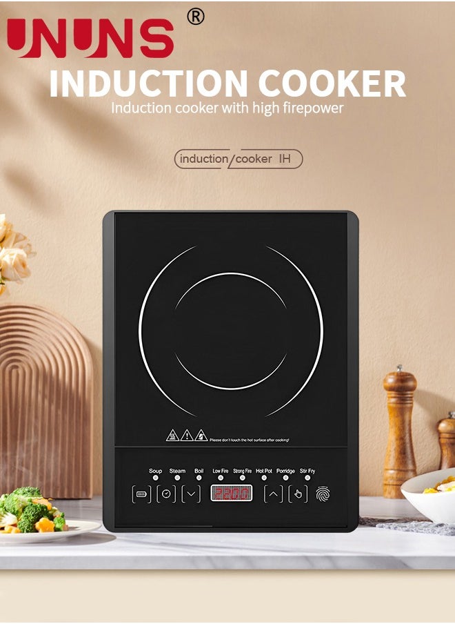 UNUNS Portable Induction Cooktop,Countertop Burner With Multi-Function, 2200w Electric Stove With Easy Clean Glass,8 Modes Sensor Touch Cooker,Black  - Image 2