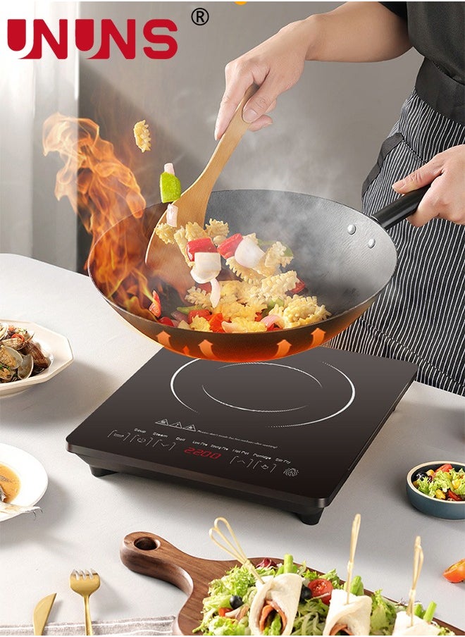 UNUNS Portable Induction Cooktop,Countertop Burner With Multi-Function, 2200w Electric Stove With Easy Clean Glass,8 Modes Sensor Touch Cooker,Black  - Image 3
