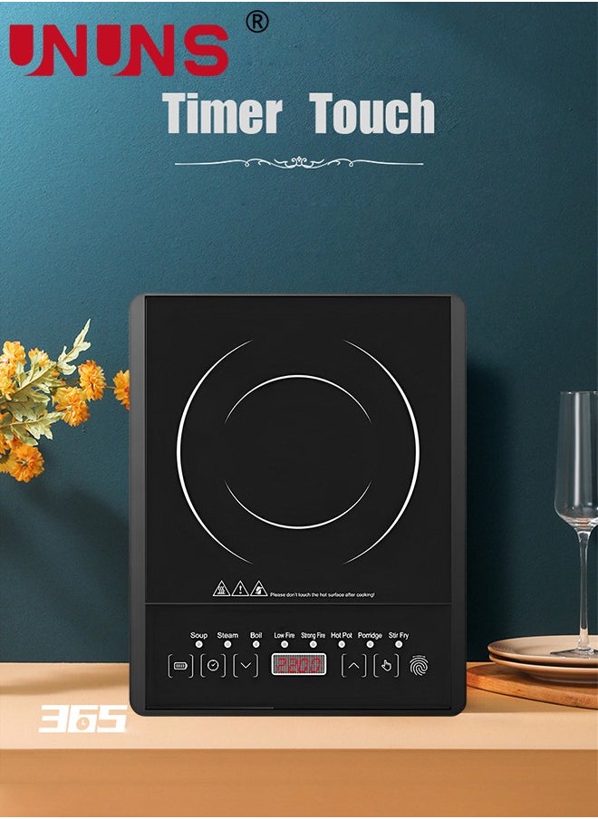 UNUNS Portable Induction Cooktop,Countertop Burner With Multi-Function, 2200w Electric Stove With Easy Clean Glass,8 Modes Sensor Touch Cooker,Black  - Image 5