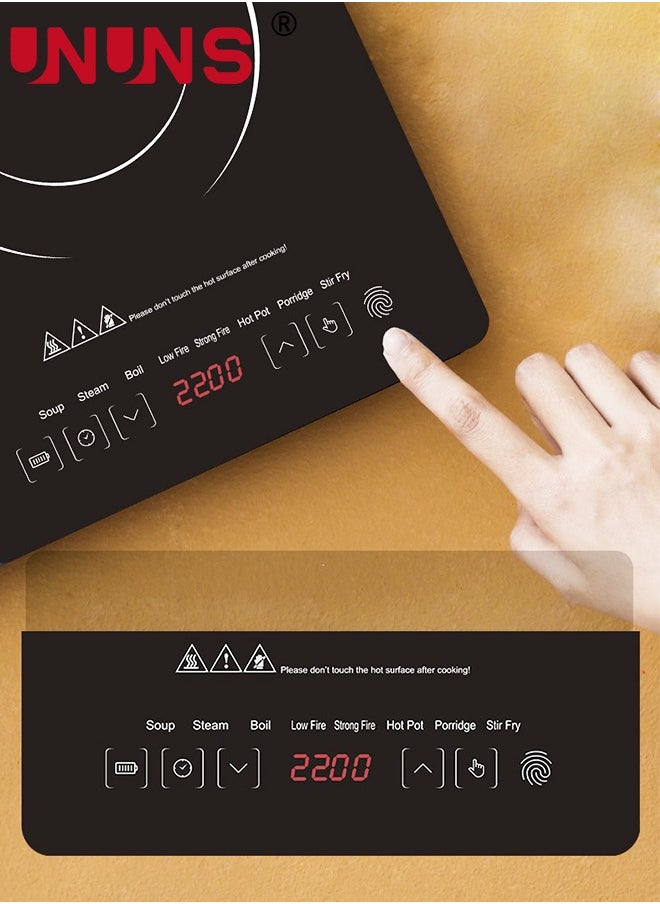 UNUNS Portable Induction Cooktop,Countertop Burner With Multi-Function, 2200w Electric Stove With Easy Clean Glass,8 Modes Sensor Touch Cooker,Black  - Image 4