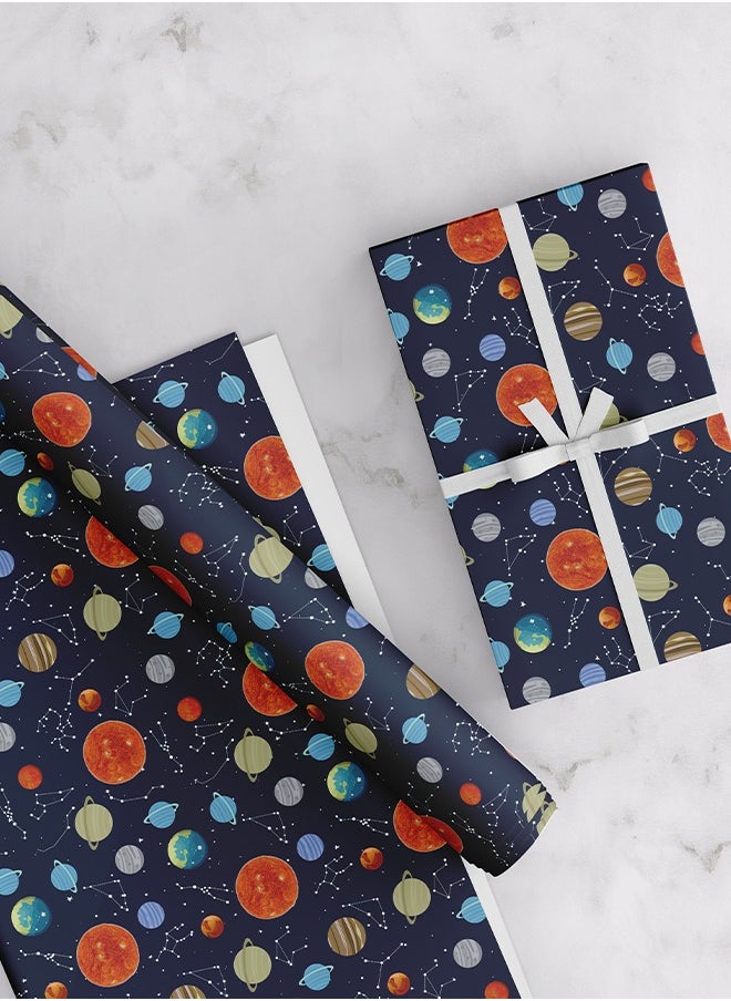 Share the Love Space Kids Wrapping Paper Pack – 4 Sheets (50 cm x 70 cm Each)  - Image 1