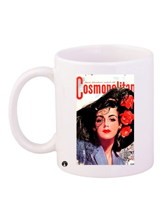 RYN Cosmopolitan Printed Coffee Mug White/Black/Red 11ounce