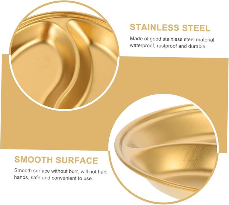 Golden Stainless Steel Multi Grid Sauce Dishes For Condiments And Dipping Appetizers - Image 3