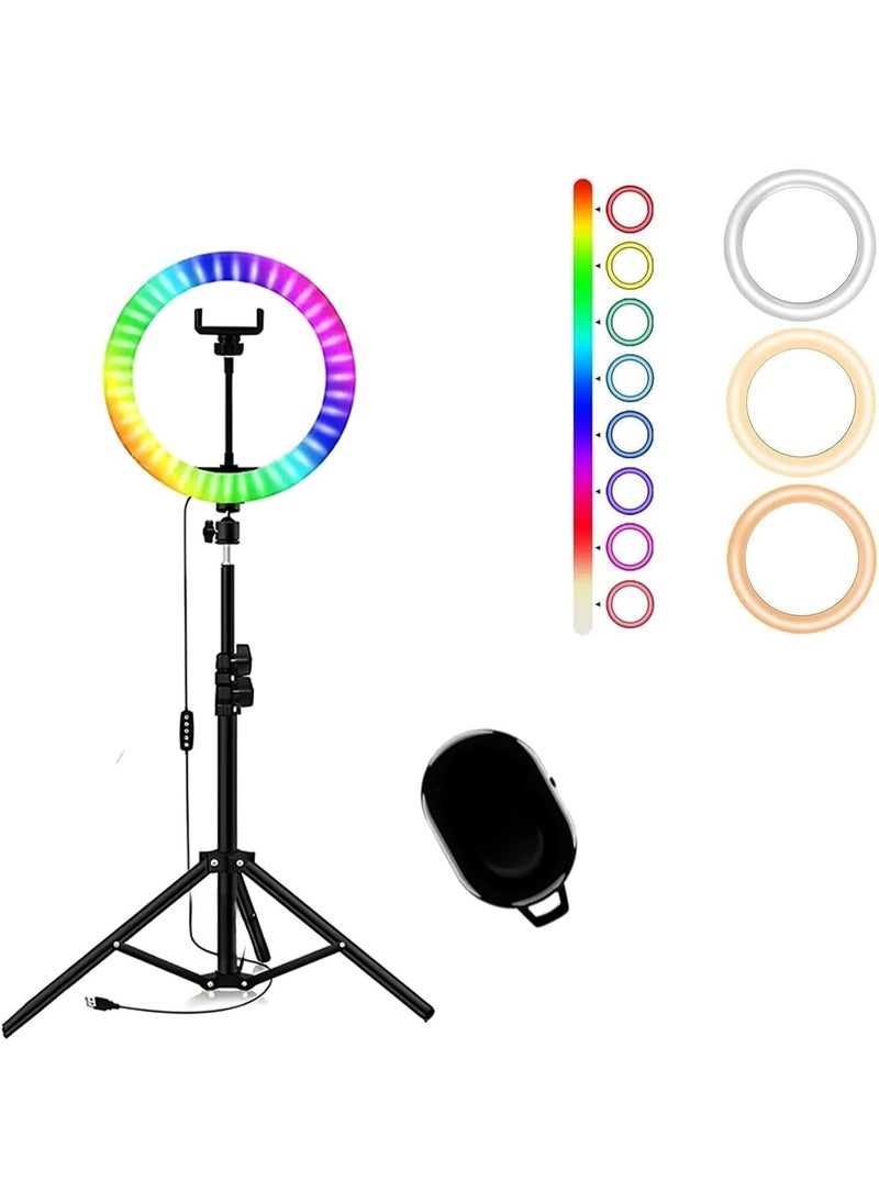 Generic - 25cm LED Ring Light with 212cm Tripod Stand – Bluetooth Control – Portable & Foldable for Camera, Phone, YouTube, Makeup & Video Shooting - Image 1