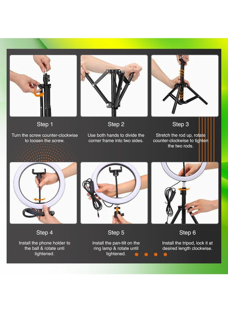 Generic - 25cm LED Ring Light with 212cm Tripod Stand – Bluetooth Control – Portable & Foldable for Camera, Phone, YouTube, Makeup & Video Shooting - Image 1