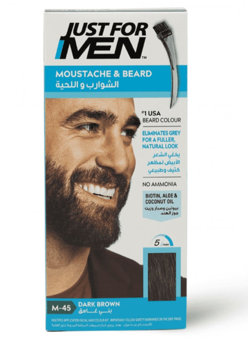 Just For Men Moustache & Beard Color with Brush Included Dark Brown M-45 - Image 1