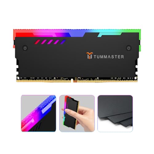 TUMMASTER 5V 3PIN ARGB RAM Heatsink Memory Cooler for DIY PC Game MOD DDR3 DDR4 DDR5(Compatible with ASUS Aura Sync,GIGABYTE RGB Fusion and MSI Mystic Light Sync（Memory not Included）GY-06-Black-2 Pack - Image 2