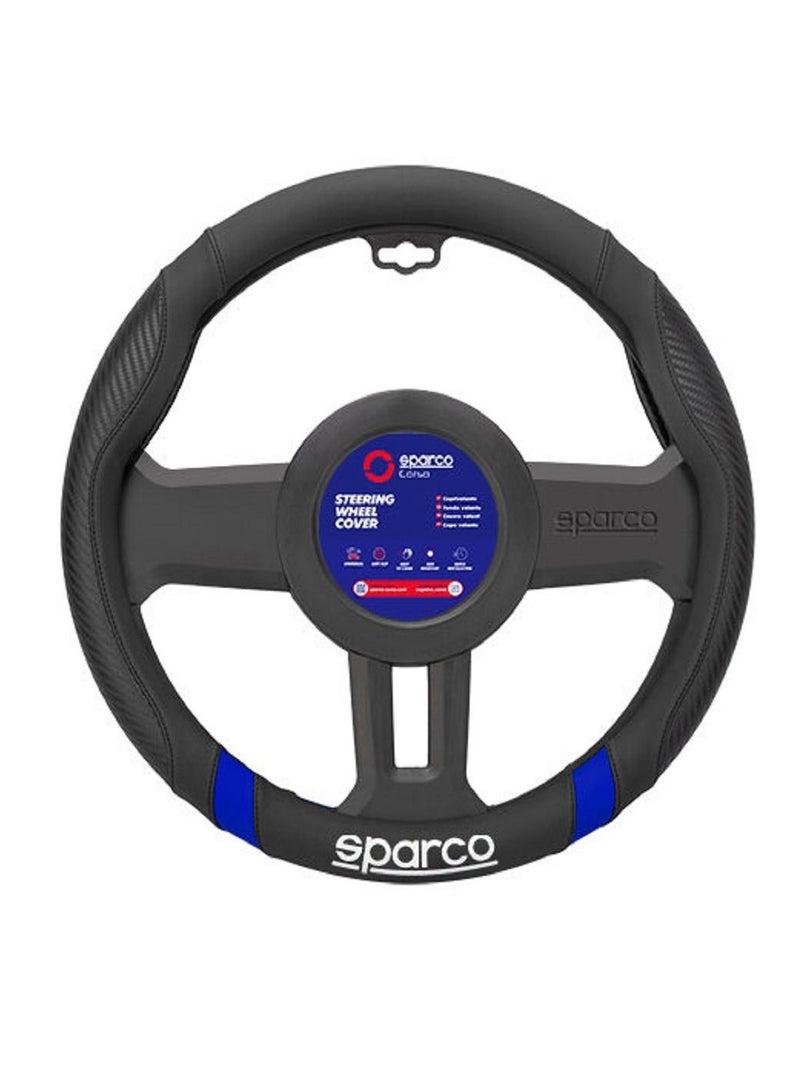 Sparco غطاء عجلة القيادة سباركو 38*8.2 سم، خطوط زرقاء - Image 1