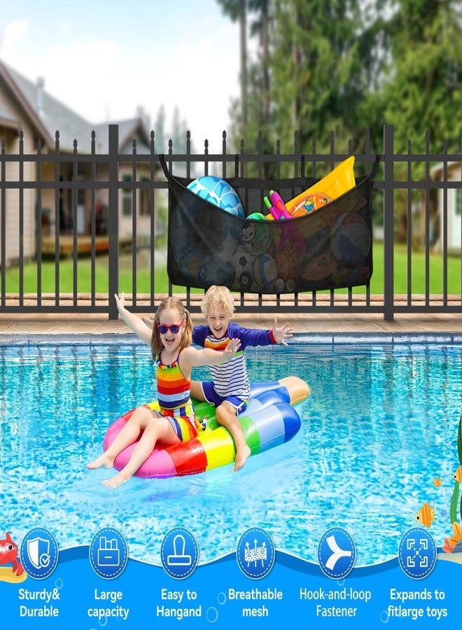 Detukna Pool Float Storage Bag, Extra Long 78" Foldable Hanging Organizer Mesh for Pool Side Fence, Adjustable Swimming Outdoor Toy Storage for Floats, Balls, Inflatable Toys & Accessories (78") - Image 2