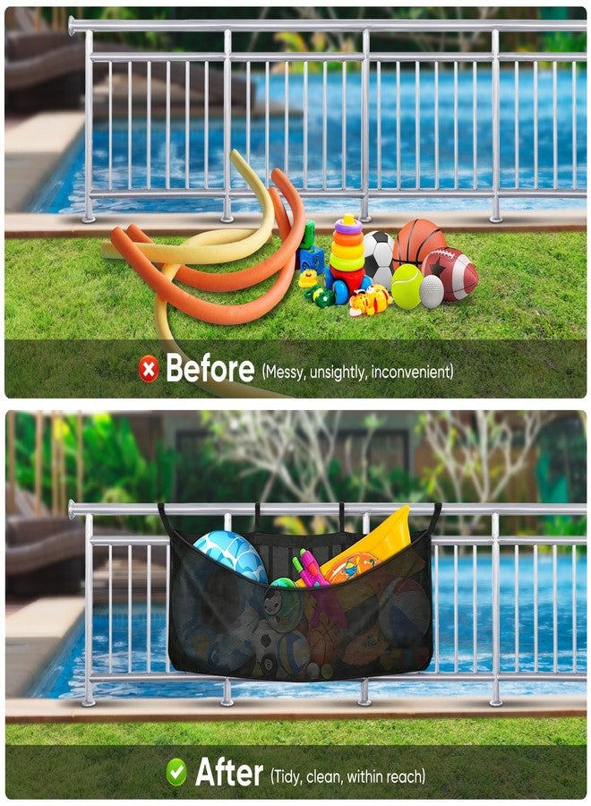 Detukna Pool Float Storage Bag, Extra Long 78" Foldable Hanging Organizer Mesh for Pool Side Fence, Adjustable Swimming Outdoor Toy Storage for Floats, Balls, Inflatable Toys & Accessories (78") - Image 5