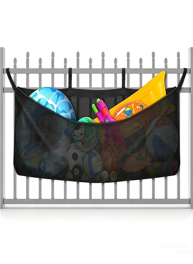 Detukna Pool Float Storage Bag, Extra Long 78" Foldable Hanging Organizer Mesh for Pool Side Fence, Adjustable Swimming Outdoor Toy Storage for Floats, Balls, Inflatable Toys & Accessories (78") - Image 1