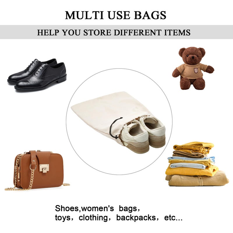LAKE OF FIRE 4-Piece Travel Shoe Bags for Packing, 17.7" x 13.8" Dustproof Shoe Bags - Flannel Shoe Pouch with Drawstring Closure,Washable & Reusable(Beige) - Image 4