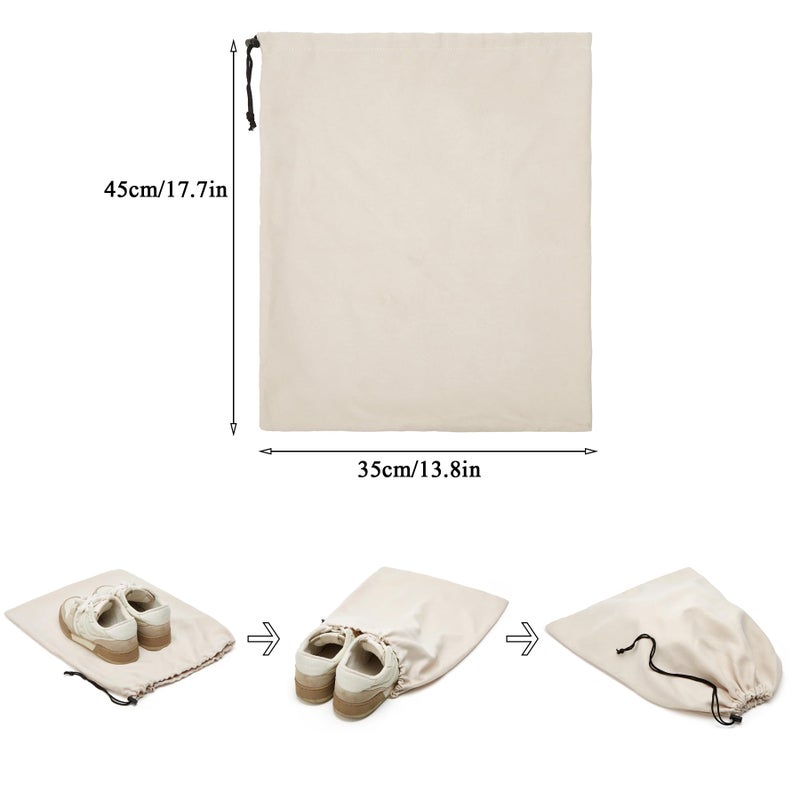 LAKE OF FIRE 4-Piece Travel Shoe Bags for Packing, 17.7" x 13.8" Dustproof Shoe Bags - Flannel Shoe Pouch with Drawstring Closure,Washable & Reusable(Beige) - Image 2