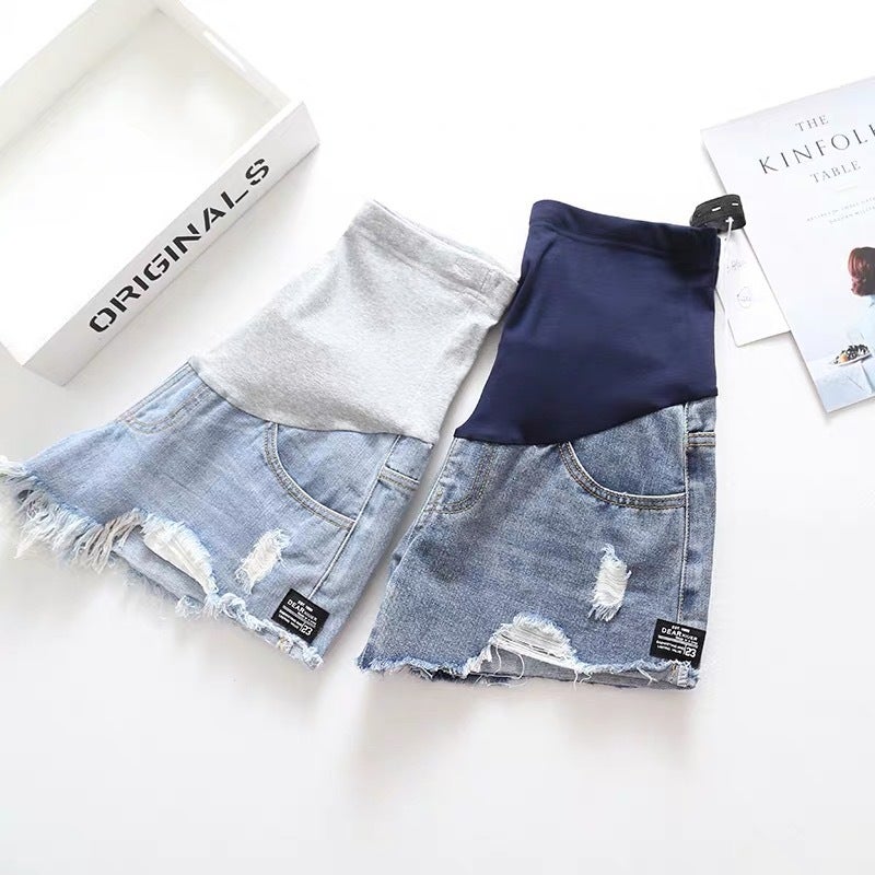 Maternity Denim Shorts Summer New Fashion Outer Wear Maternity Pants Spring Summer Thin Leggings Pregnant Women Summer Trend lightbluelowwaist XL - Image 4