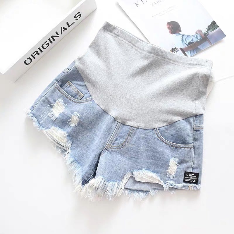 Maternity Denim Shorts Summer New Fashion Outer Wear Maternity Pants Spring Summer Thin Leggings Pregnant Women Summer Trend lightbluelowwaist XL - Image 5