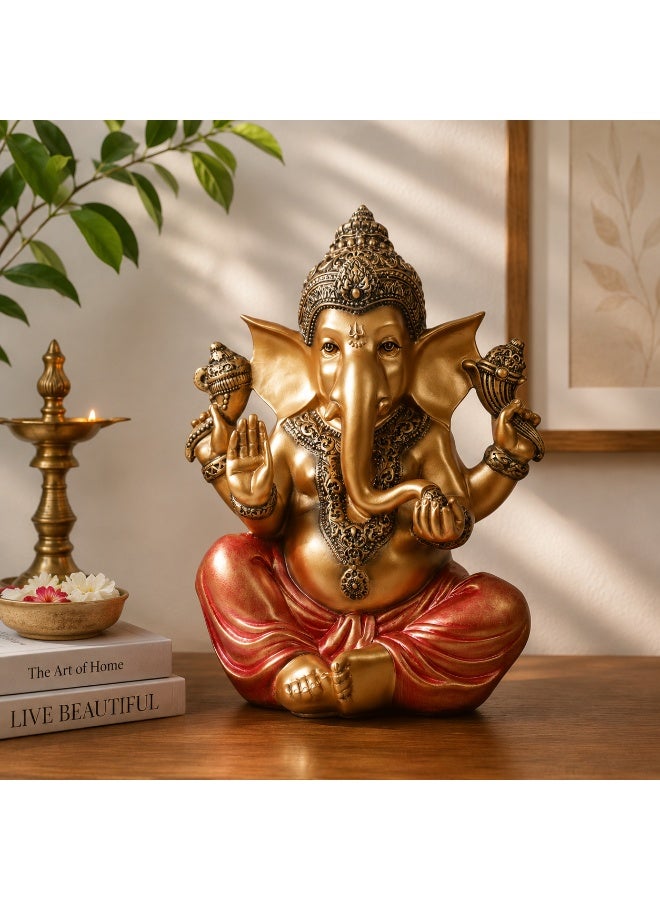 Home auraa Lord Ganesha Idol Showpiece | Premium Polyresin Ganesh Statue for Home Décor | Decorative Ganpati Murti | 27.5 x 21 x 15 CM - Image 1