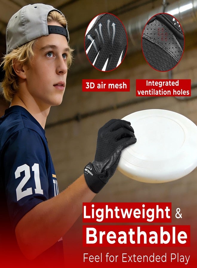 HANDLANDY Ultimate Frisbee Gloves – Man Woman Flying Disc Gloves with Consistent Grip, Breathable Lightweight Fit, Perfect for Throws, Catches, and Disc Sports(Dark Black-Adult, Adult Large) - Image 4