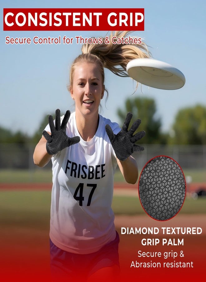HANDLANDY Ultimate Frisbee Gloves – Man Woman Flying Disc Gloves with Consistent Grip, Breathable Lightweight Fit, Perfect for Throws, Catches, and Disc Sports(Dark Black-Adult, Adult Large) - Image 3