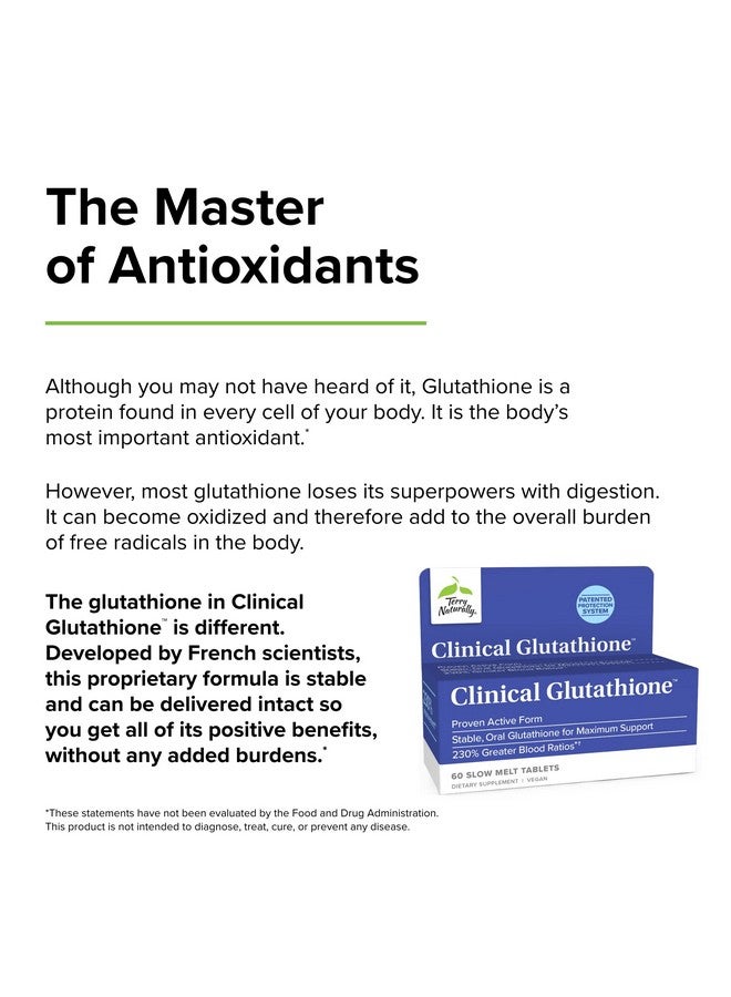 Terry Naturally Clinical Glutathione 60 Slow Melt Tablets Stable 300 Mg Lglutathione Supplement Nongmo Vegan Gluten Free 30 Servings - Image 5