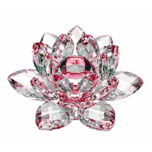Amlong Crystal Amlong Crystal Hue Reflection Lotus Flower with Gift Box 4 inch Red 