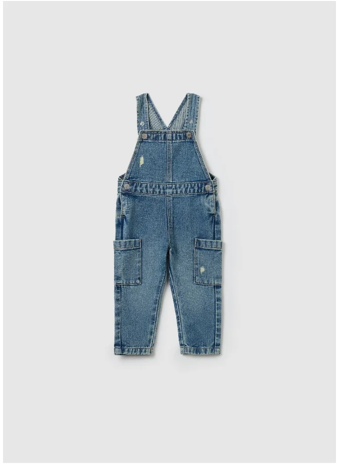 او في اس Denim dungarees with abrasions