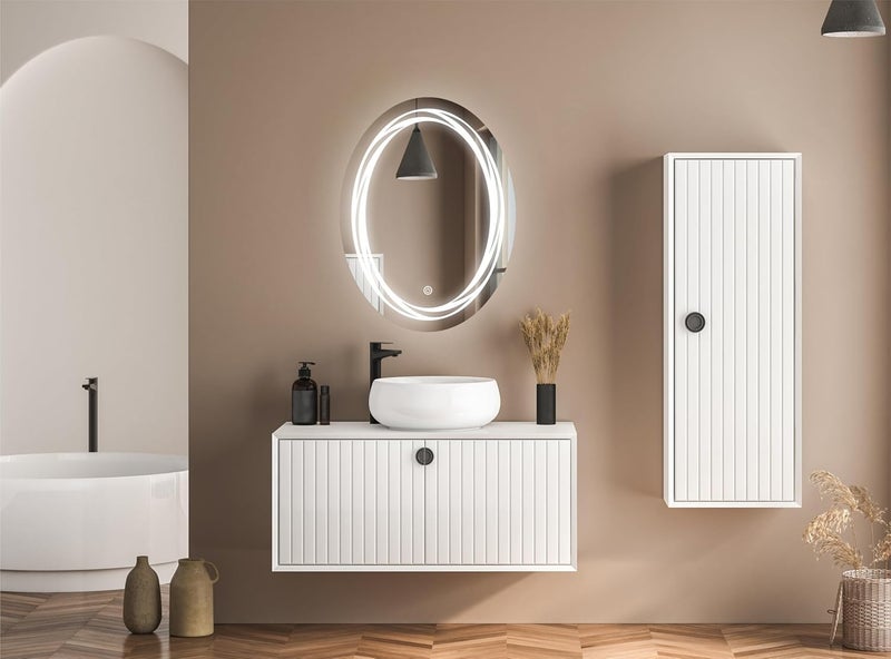 TRYOTONE Oval LED Mirror for Bathroom WallMounted Light Mirror for Modern Interiors Vanity Size 1775 x 2375 inch Framed - Image 3