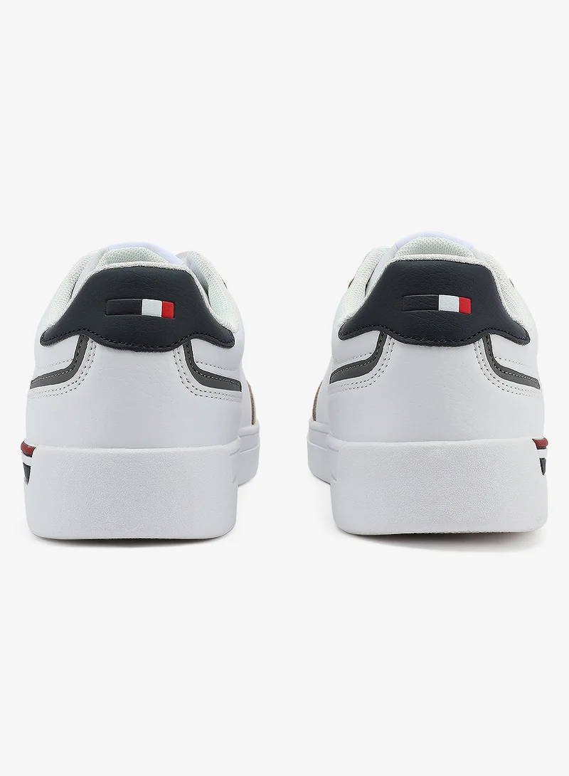 U.S. Polo Assn. Men's White Sneakers, Stylish Contrast Design Shoes for Sporty Everyday Looks