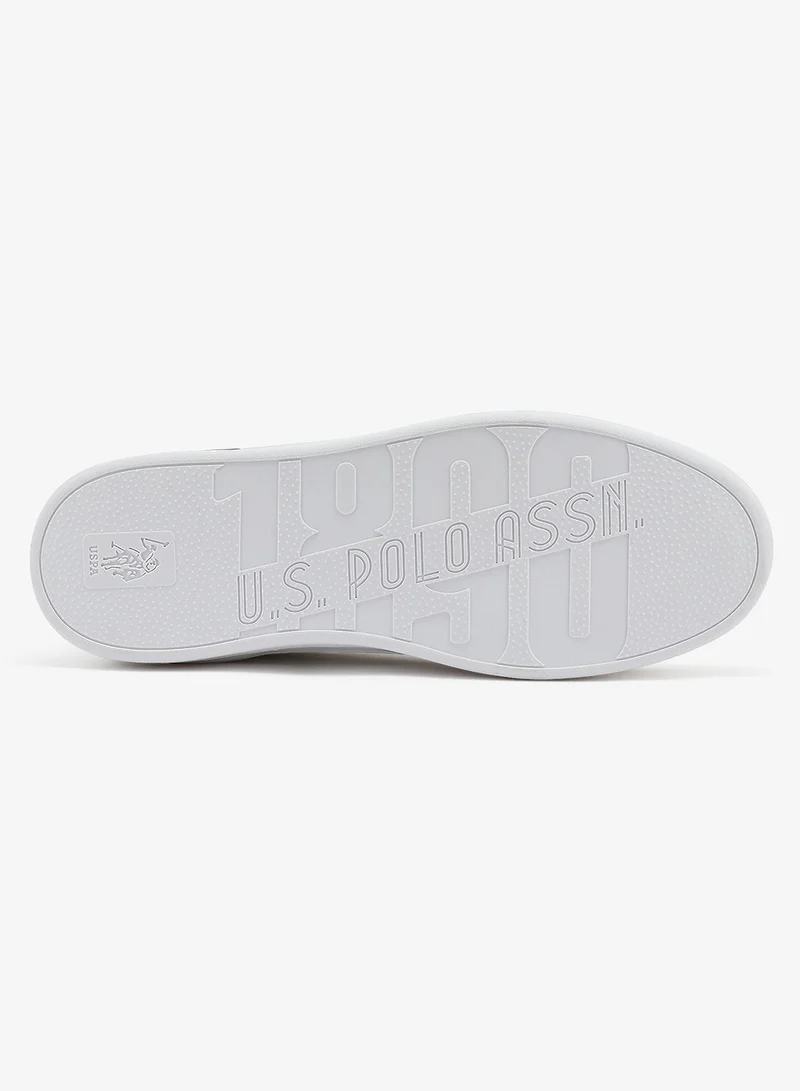 U.S. Polo Assn. Men's White Sneakers, Stylish Contrast Design Shoes for Sporty Everyday Looks