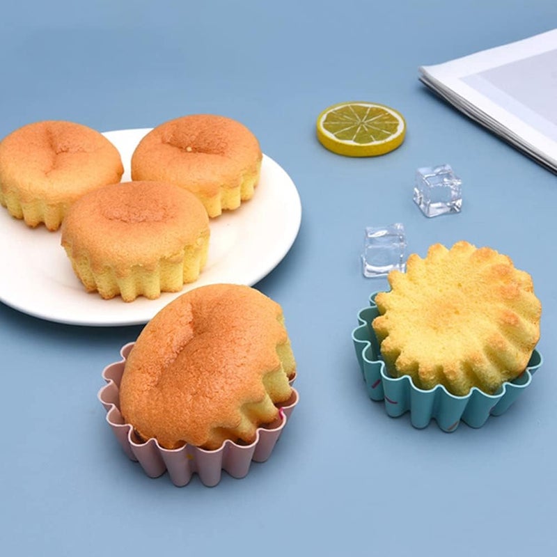 woobles Silicone Gummy Molds 12pcs Silicone Baking Cups Reusable Cupcake Liners Flower- shaped Jelly Molds Non- stick Muffin Cups Cake Molds Set Cupcake Holder (Random Color) Paper Cupcake Liners - Image 2