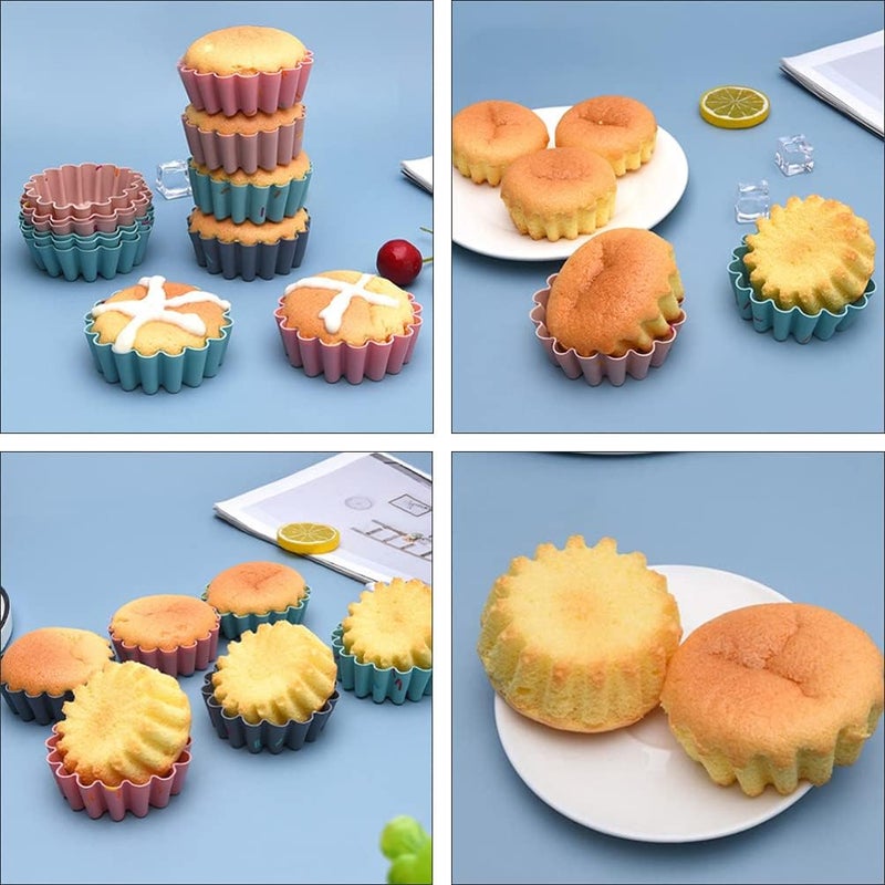 woobles Silicone Gummy Molds 12pcs Silicone Baking Cups Reusable Cupcake Liners Flower- shaped Jelly Molds Non- stick Muffin Cups Cake Molds Set Cupcake Holder (Random Color) Paper Cupcake Liners - Image 5