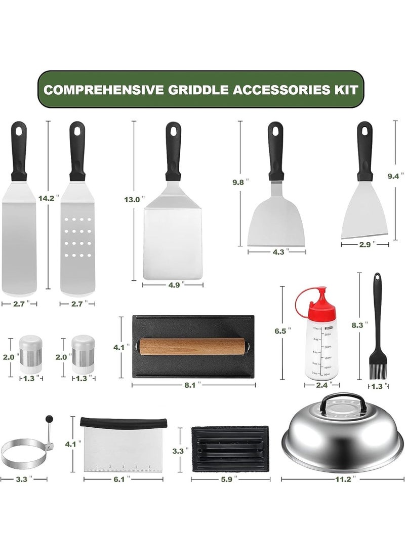 سوفام مجموعة ملحقات الشبكة، 18 قرص ملحقات الشواء المسطحة، مجموعة ملعقة الشواية مع الملاعق الكبيرة، غطاء الطهي، سكابر لمجموعة أدوات شواء الشبكة - Image 2