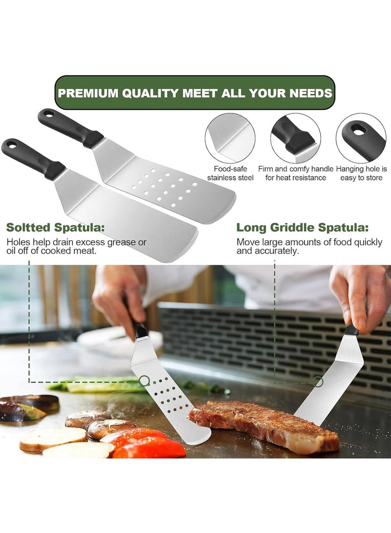 سوفام مجموعة ملحقات الشبكة، 18 قرص ملحقات الشواء المسطحة، مجموعة ملعقة الشواية مع الملاعق الكبيرة، غطاء الطهي، سكابر لمجموعة أدوات شواء الشبكة - Image 3