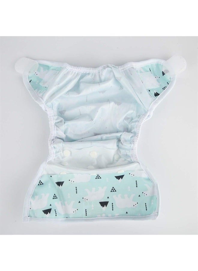 Sigzagor Baby Cloth Diaper Cover Nappy Hook and Loop Double Gusset 6.6lbs to 33lbs (Polar Bear) - Image 4