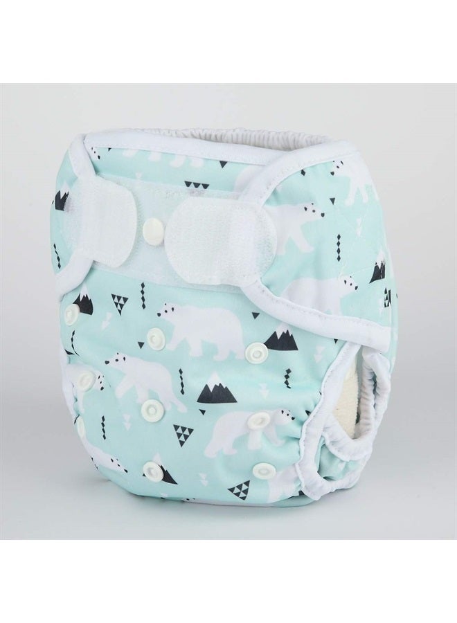 Sigzagor Baby Cloth Diaper Cover Nappy Hook and Loop Double Gusset 6.6lbs to 33lbs (Polar Bear) - Image 2