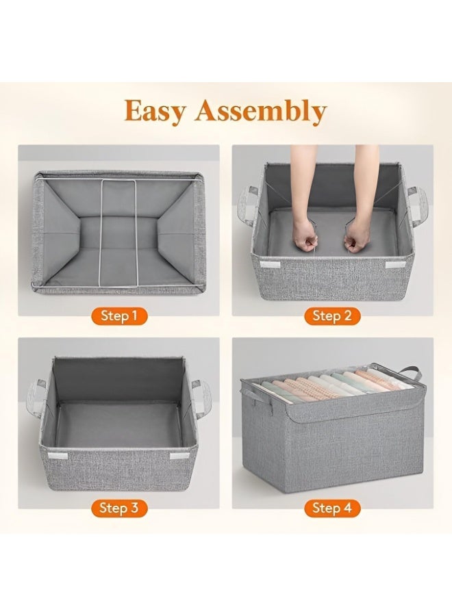 Foldable Fabric Storage Basket with Handles and Metal Frame – For Organizing Toys, Books, and Closets with Transparent Cover - Image 4