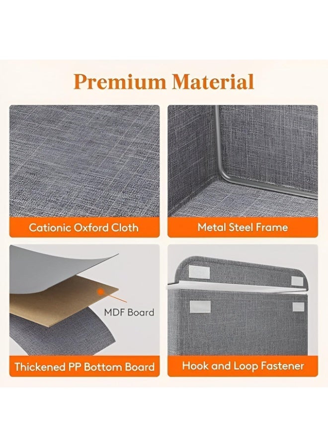 Foldable Fabric Storage Basket with Handles and Metal Frame – For Organizing Toys, Books, and Closets with Transparent Cover - Image 2