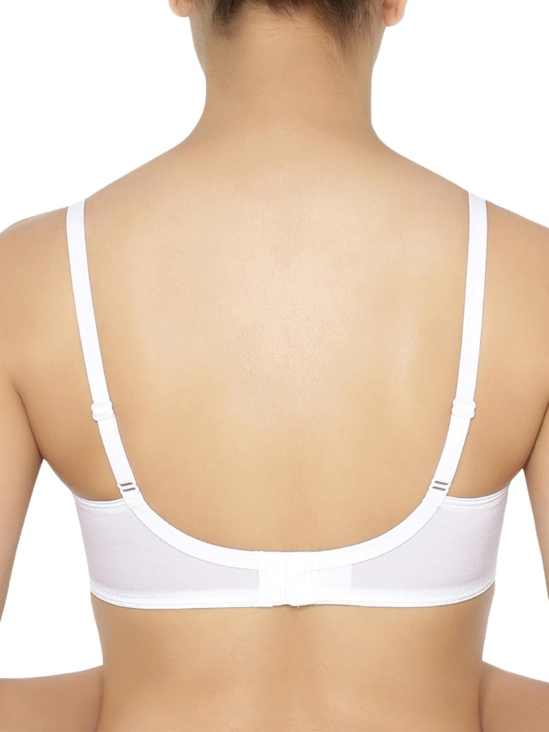 Triumph Minimizer Women Bra Wired Non Padded High Support Big Cup| Visual Bust Reduction Comfort Bra Floral Lace Full Coverage Shapewear Wide Straps & U-Back Support White 36E Pack of 1 - Image 3