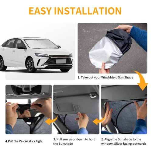 INSAUTO Sun Shade for Ford Taurus 2013 2014 2015 2016 2017 2018 2019-2023 Accessories Window Sunshade Custom Fit Taurus Sedan Windshield Sun Visor Reflective Protector Foldable Shield Blocks UV Rays - Image 3