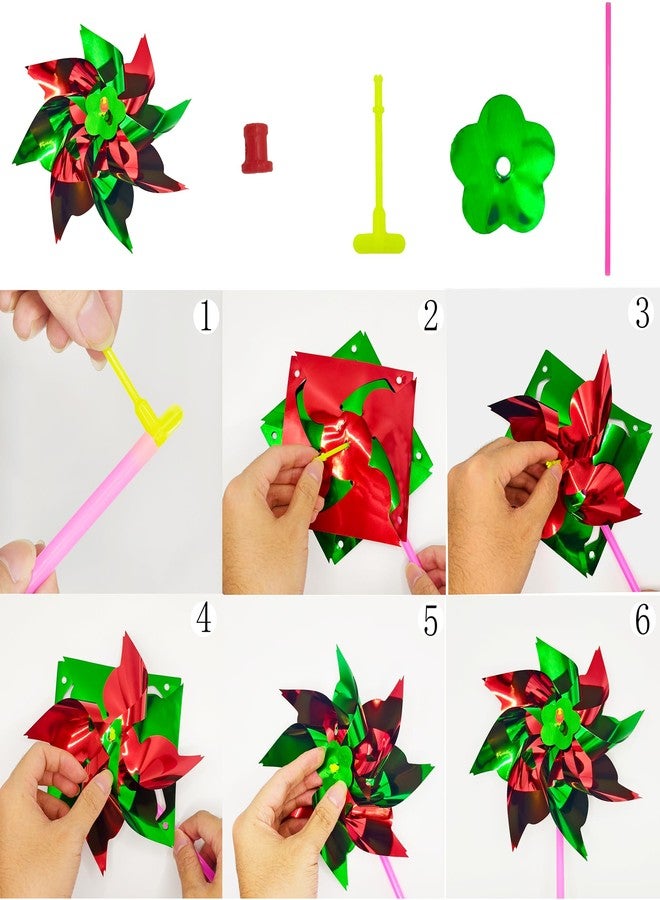 MTOMDY 200 Pcs Plastic Rainbow Pinwheels for Kids, Wind Spinners Pin Wheels Outdoor,Windmills with Stick, Pinwheels for Yard and Garden, Assorted Color - Image 3