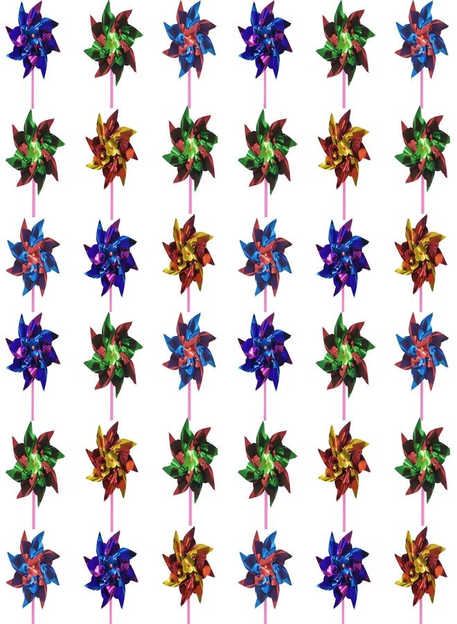 MTOMDY 200 Pcs Plastic Rainbow Pinwheels for Kids, Wind Spinners Pin Wheels Outdoor,Windmills with Stick, Pinwheels for Yard and Garden, Assorted Color - Image 1
