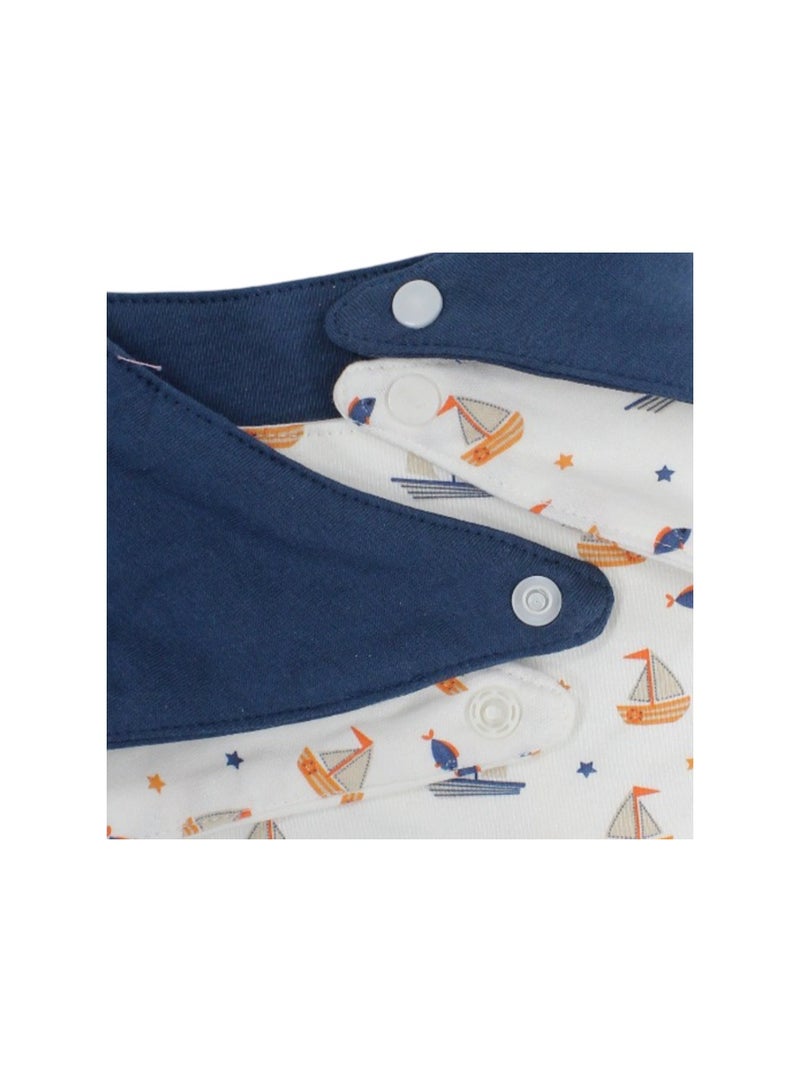 Junior Cotton Bib Indigo & Off-White with "Ahoy Sailor" Print – Pack Of 2 - Image 3