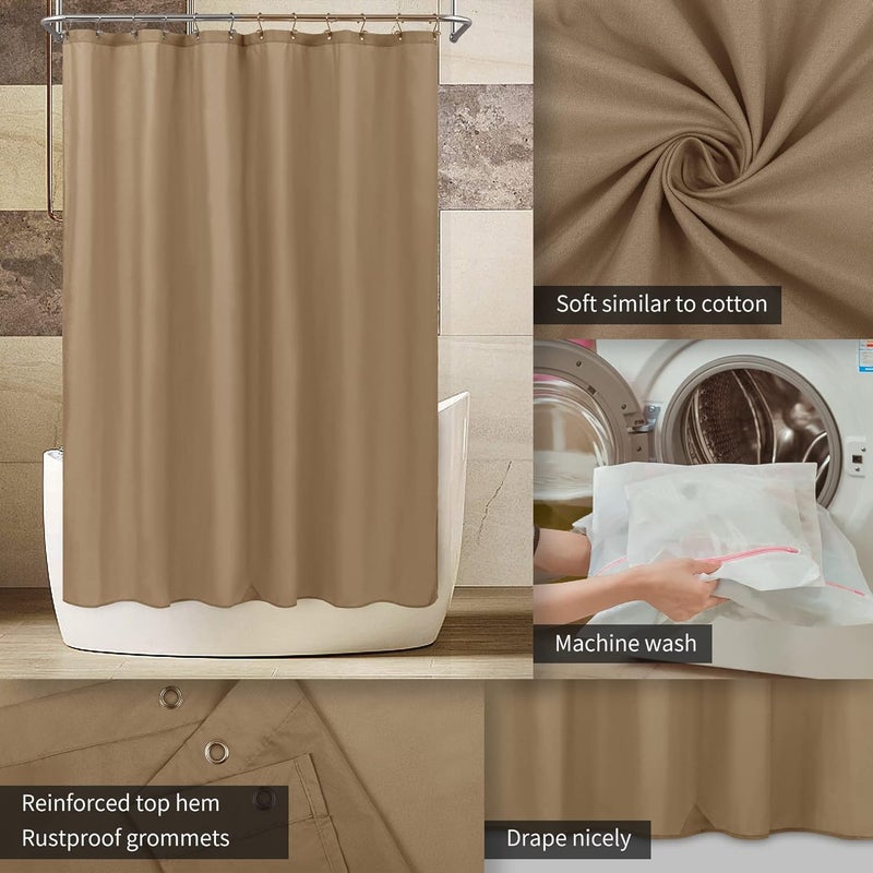 ALYVIA SPRING Coffee Brown Fabric Shower Curtain Liner Waterproof - Soft & Light-Weight Cloth Shower Liner with 3 Magnets, Hotel Quality & Machine Washable - Standard Size 72x72, Coffee - Image 3