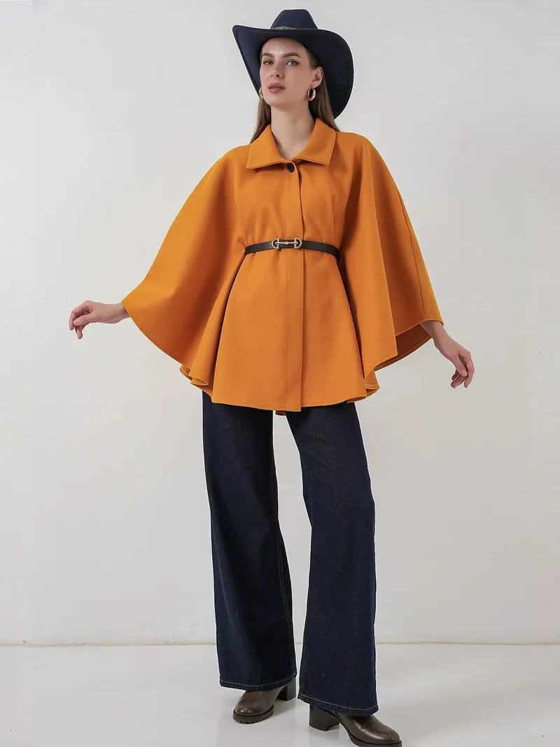 BIG DART BDART Belted Tweed Cape Coat