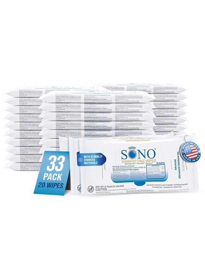 SONO Multi-Surface Cleaning Wipes - Medical-Grade, Alcohol-Free, Bleach-Free - Your Comprehensive Hygiene Solution for Home, School, Office - 33 Softpacks x 20ct. (600 Wipes) - Image 1